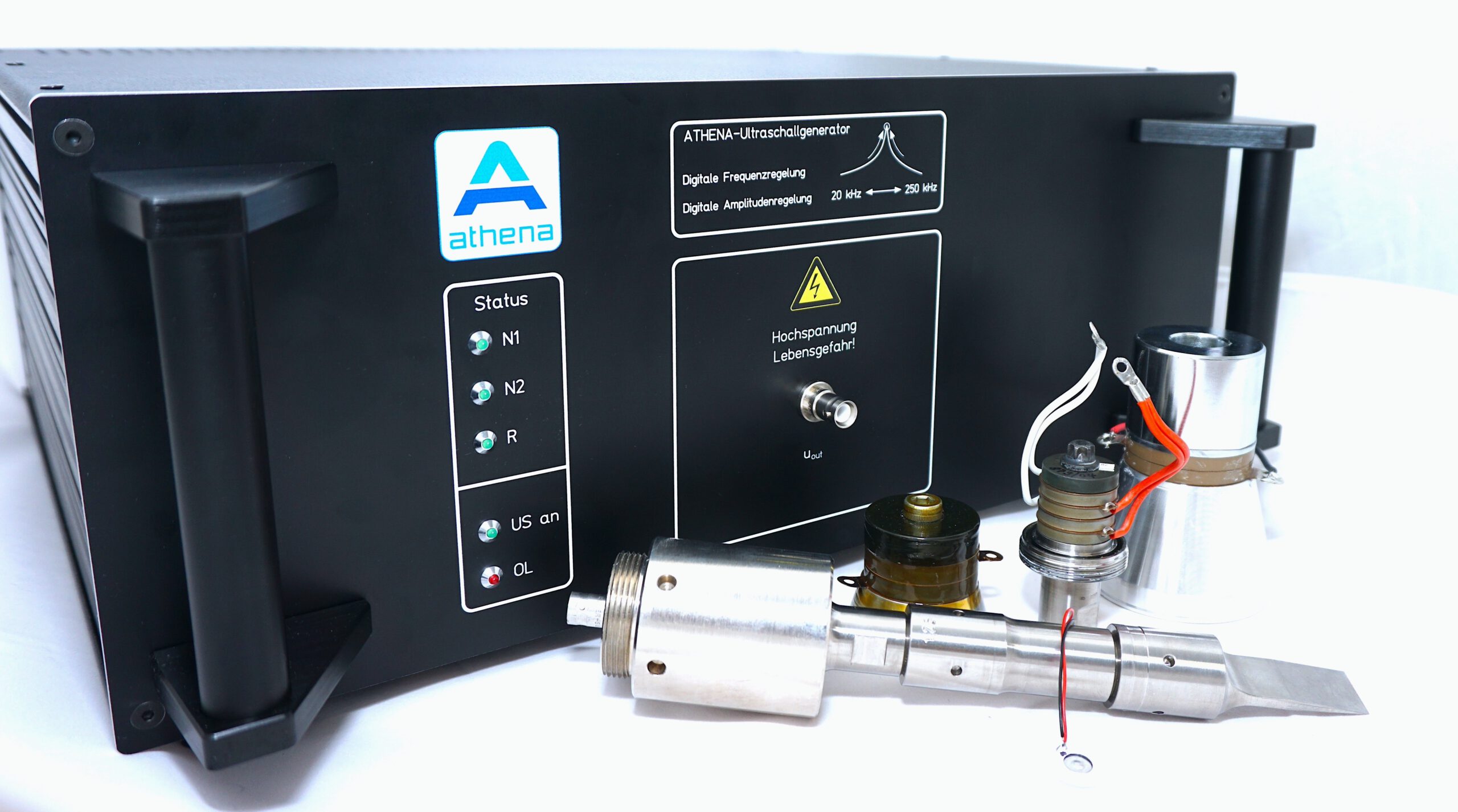 ATHENA Ultraschallgenerator mit Konvertern, Reinigungsschwinger, Schweißkonverter, Sonotrode